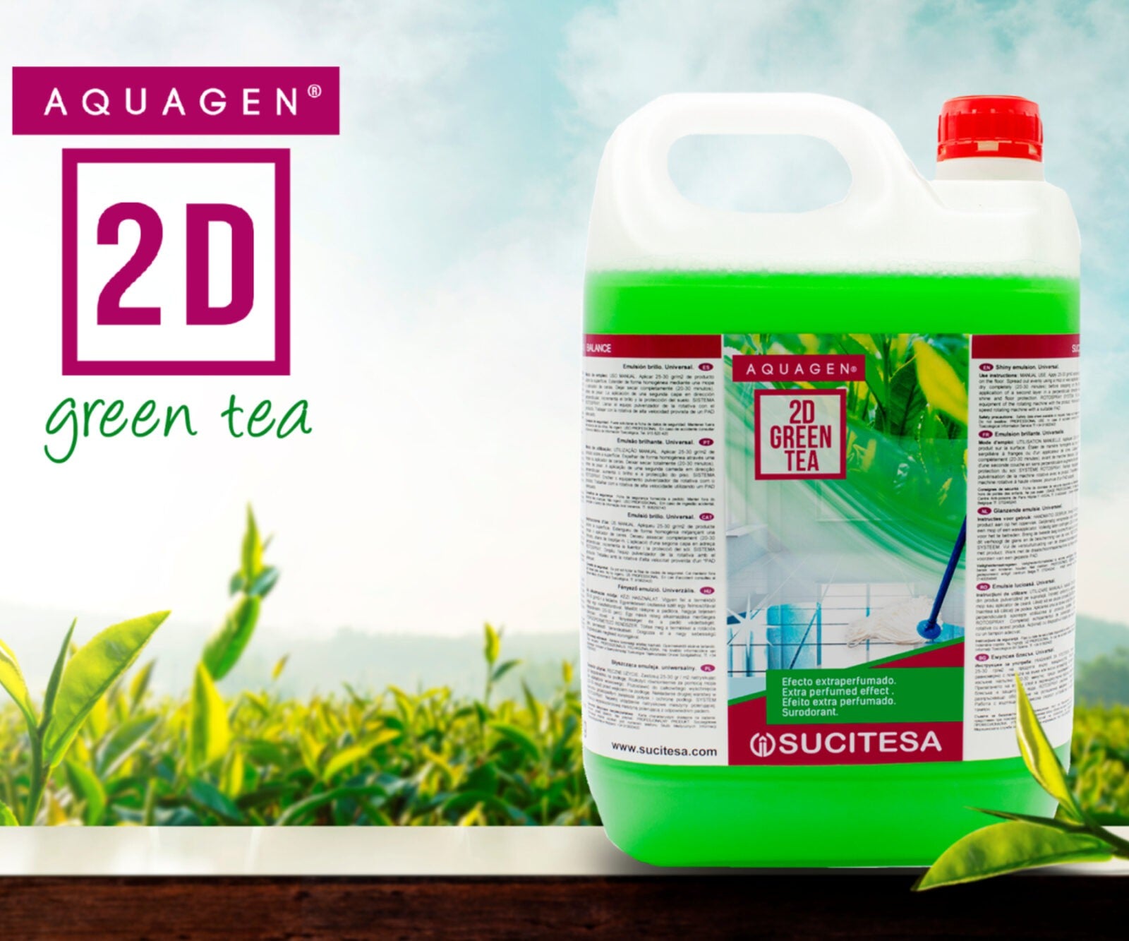 2D GREEN TEA – חומר ניקוי בבישום כפול לגרניט פורצלן וקרמיקה