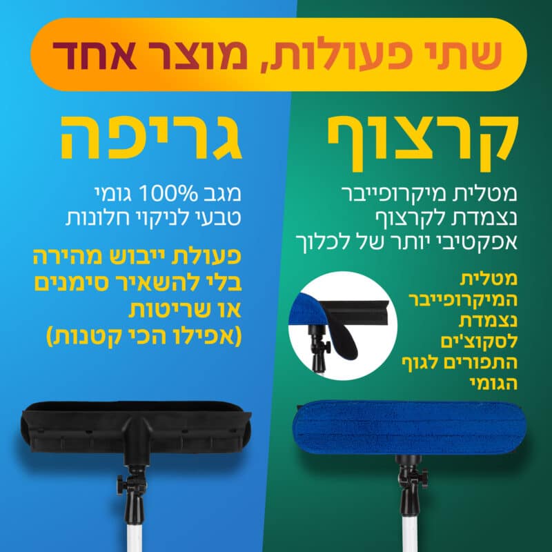 רב-מגב טלסקופי לניקוי חלונות גבוהים 2M